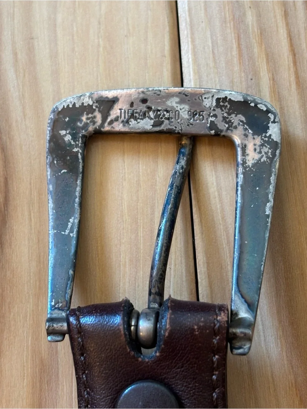 Vintage Tiffany & Co Leather Genuine Calfskin 925 Silver Hardware Belt Size 34